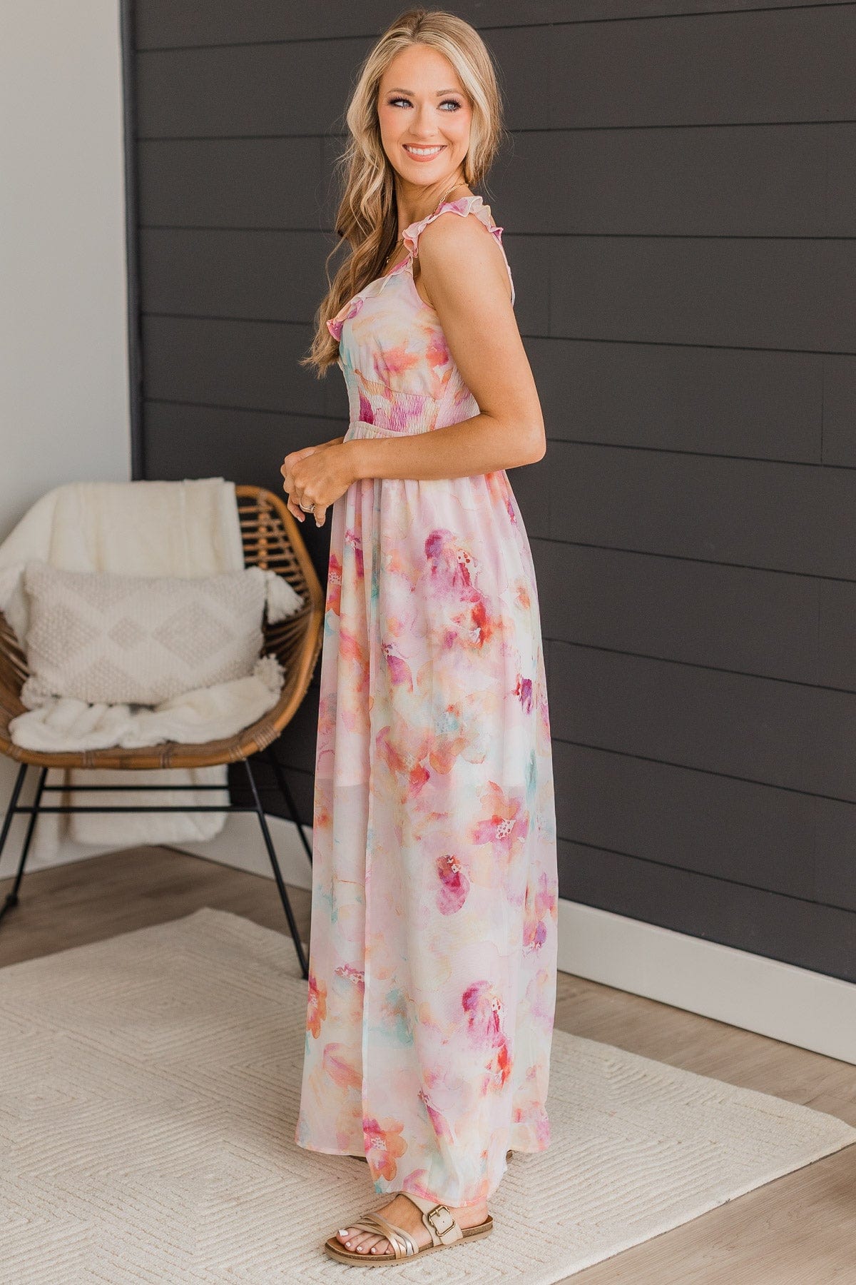 Our Love Story Floral Maxi Dress- Pink