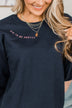 "Aim To Be Pretty" Crew Neck Pullover- Navy
