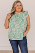 Feel Your Love Floral Blouse- Green & Ivory