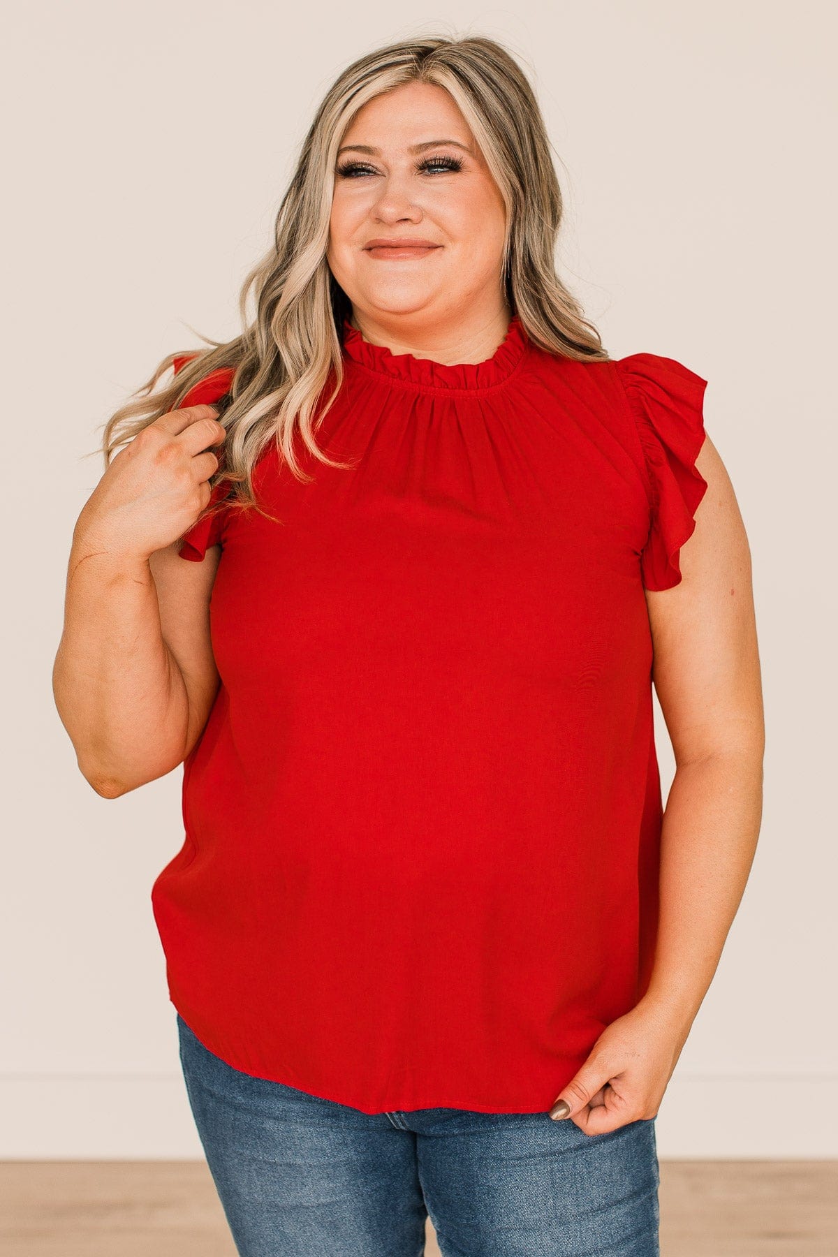 All For Love Ruffle Blouse- Red