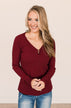 Starting Fresh Ribbed Knit Top- Burgundy