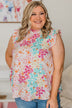 Right Beside You Floral Ruffle Top- Ivory & Pink