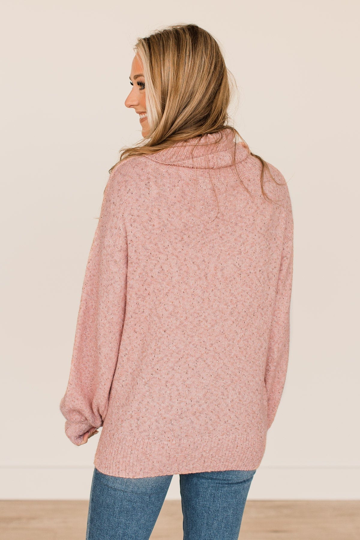 Tickled Pink Turtle Neck Sweater- Dusty Pink