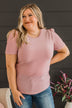 Own The Evening Short Sleeve Shimmer Top- Light Pink