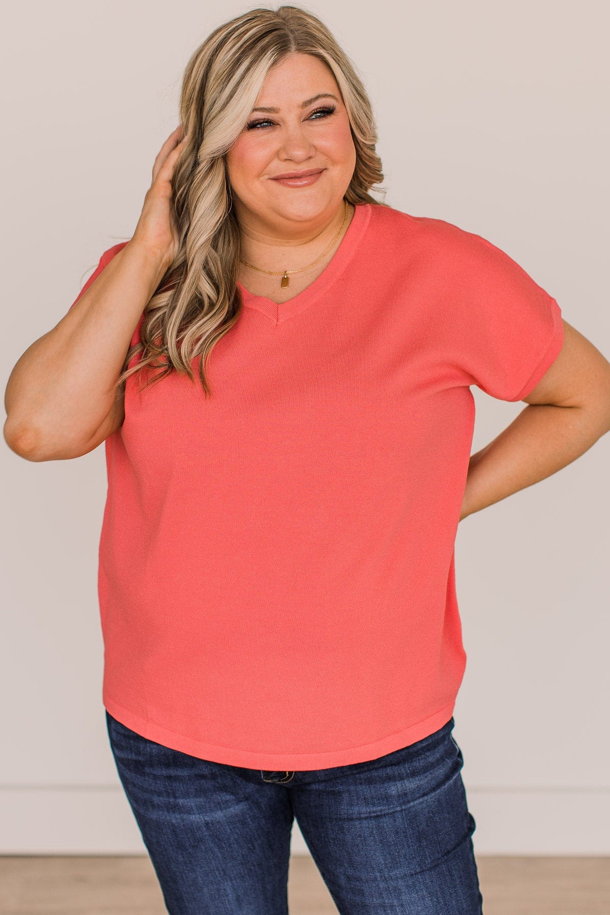 On Your Mind Knit Top- Coral