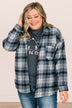 Missing You Plaid Button Top- Navy