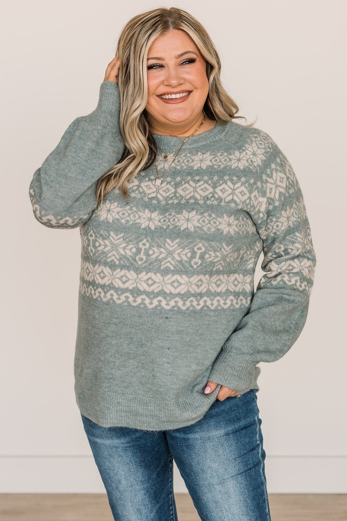Winter Wonders Knit Sweater- Slate Blue