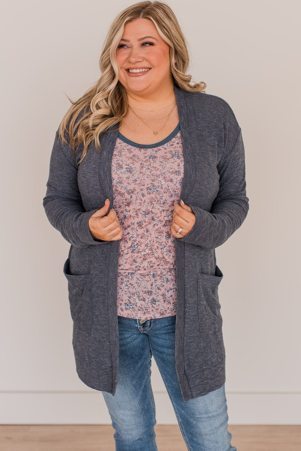 Own The Moment Open Front Cardigan- Navy
