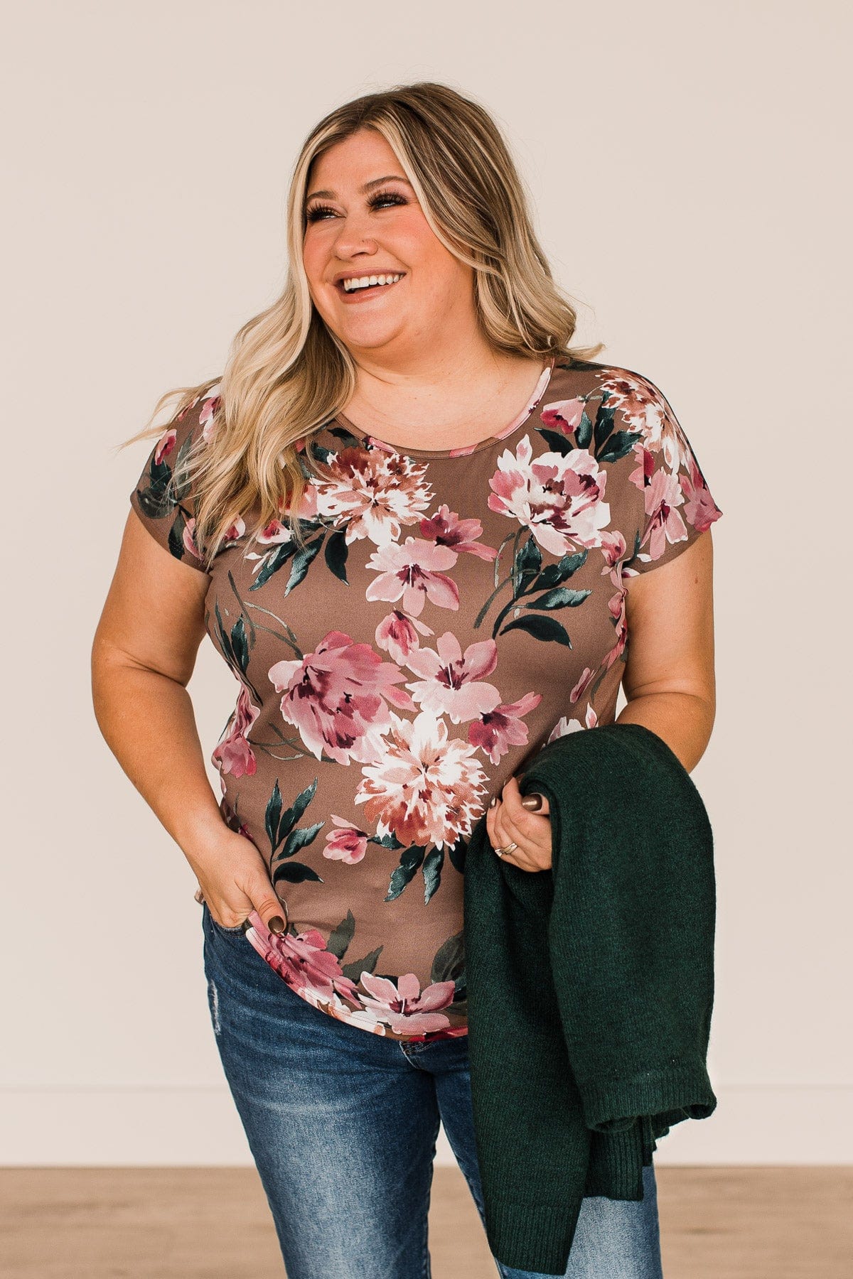 Always On My Mind Floral Top- Mocha