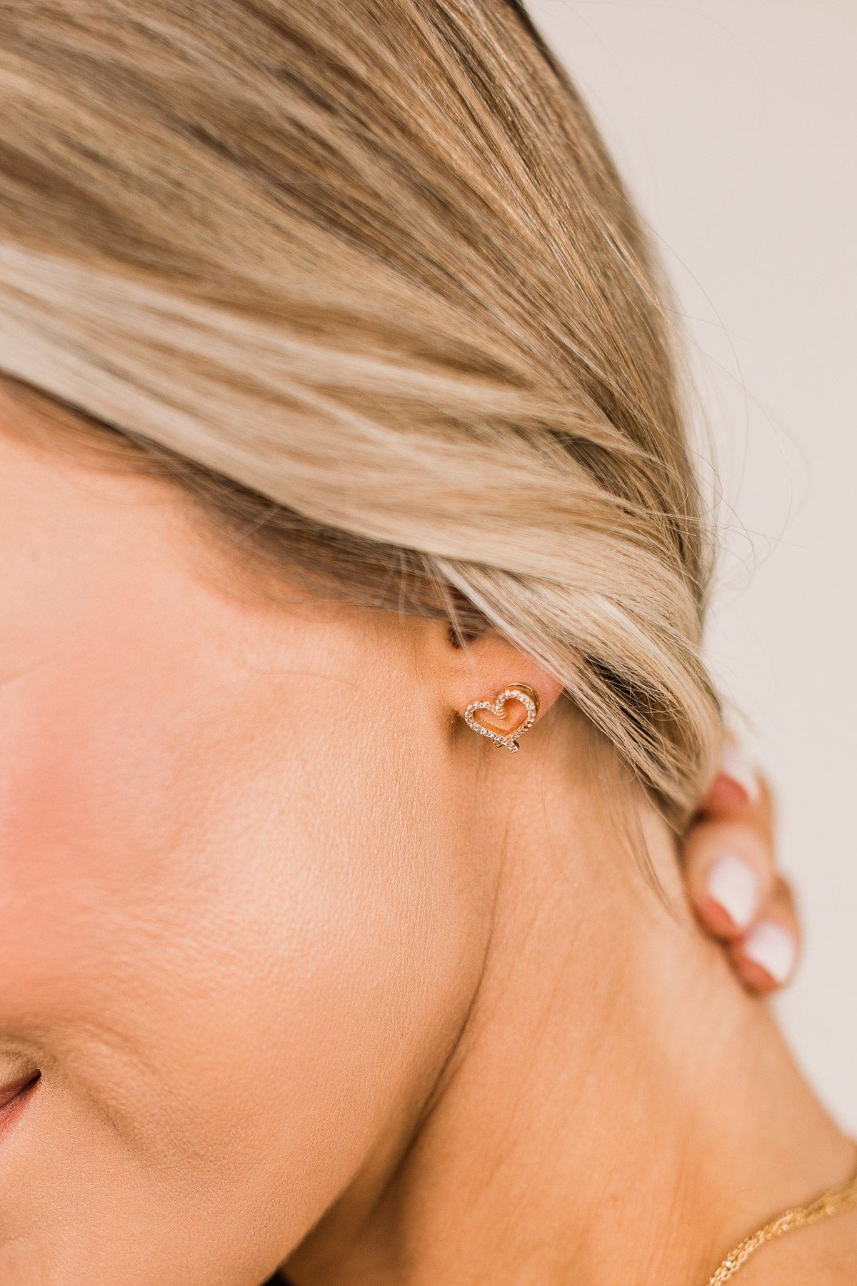 Say You're Mine Heart Stud Earrings- Gold