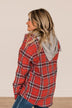 Heartfelt Serenades Hooded Plaid Top- Red