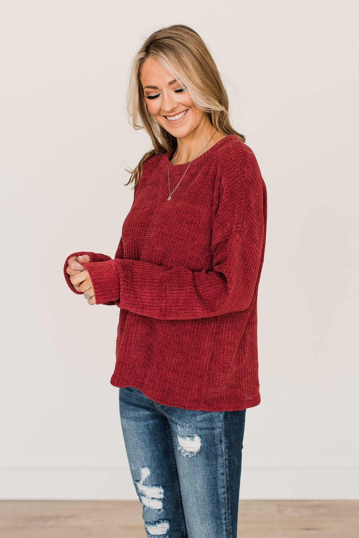 Make Your Move Knit Sweater- Burgundy