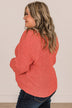 Strive For You Textured Knit Sweater- Coral