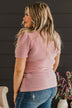 Own The Evening Short Sleeve Shimmer Top- Light Pink