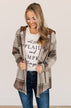 Sitting Fireside Hooded Button Top- Brown