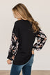 One To Remember Floral Sleeve Top- Black