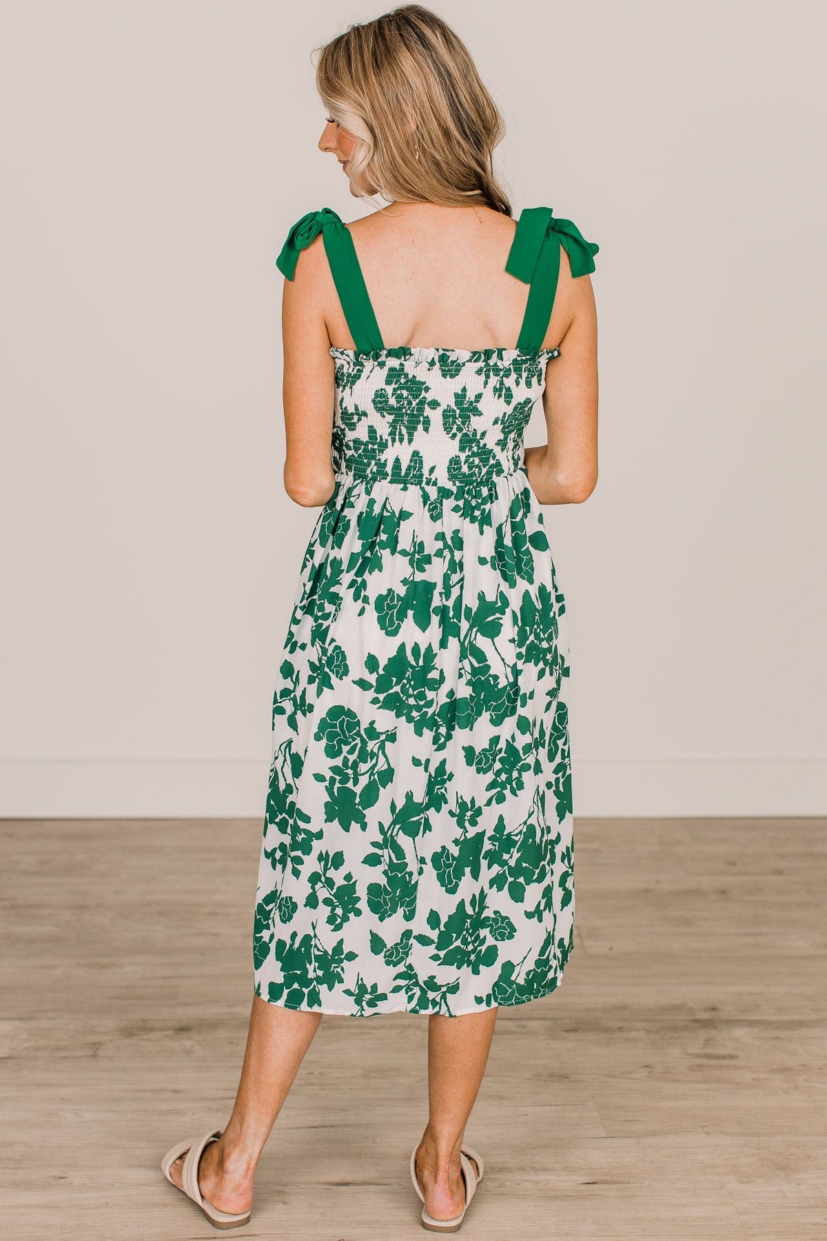 My Lucky Day Floral Smocked Dress- Green & Ivory My Lucky Day Floral Smocked Dress- Green & Ivory
