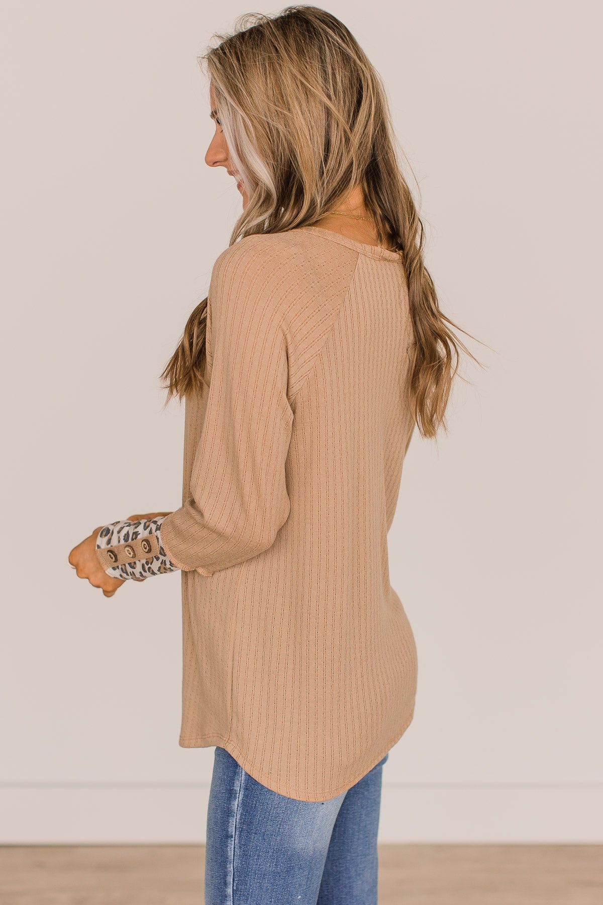 At My Happiest Button Knit Top- Beige