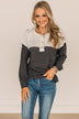 Give It Your All Color Block Top- Ivory & Charcoal