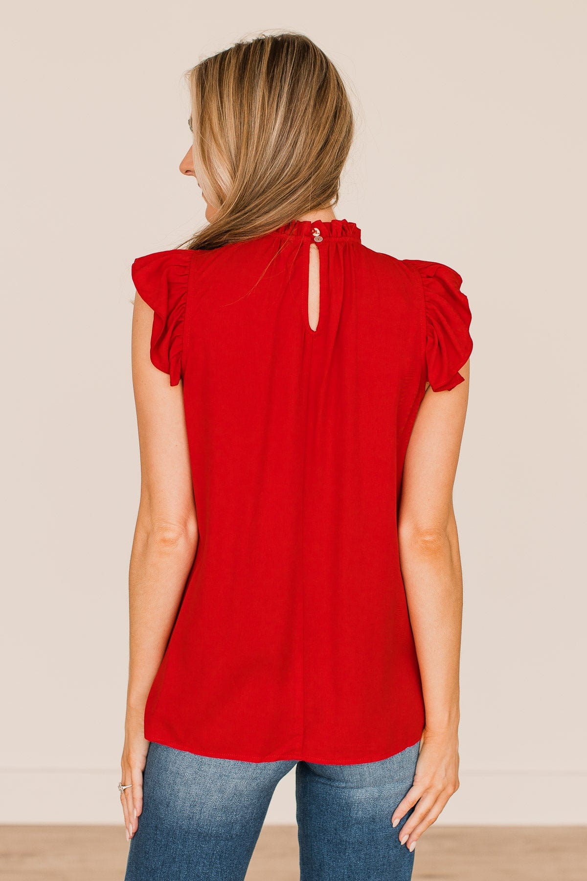 All For Love Ruffle Blouse- Red