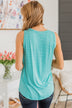 Happiness Achieved Striped Tank Top- Mint Blue