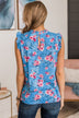 Wander The Town Floral Blouse- Blue & Pink