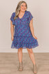 The Night Is Young Floral Dress- Cobalt Blue