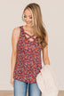 All About You Floral Tank Top- Burgundy