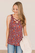 All About You Floral Tank Top- Burgundy