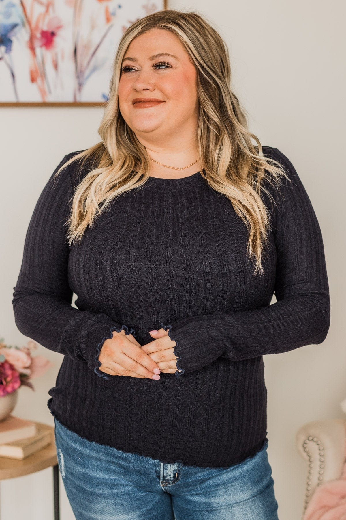 Love Endures Knit Top- Navy