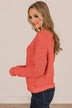 Strive For You Textured Knit Sweater- Coral