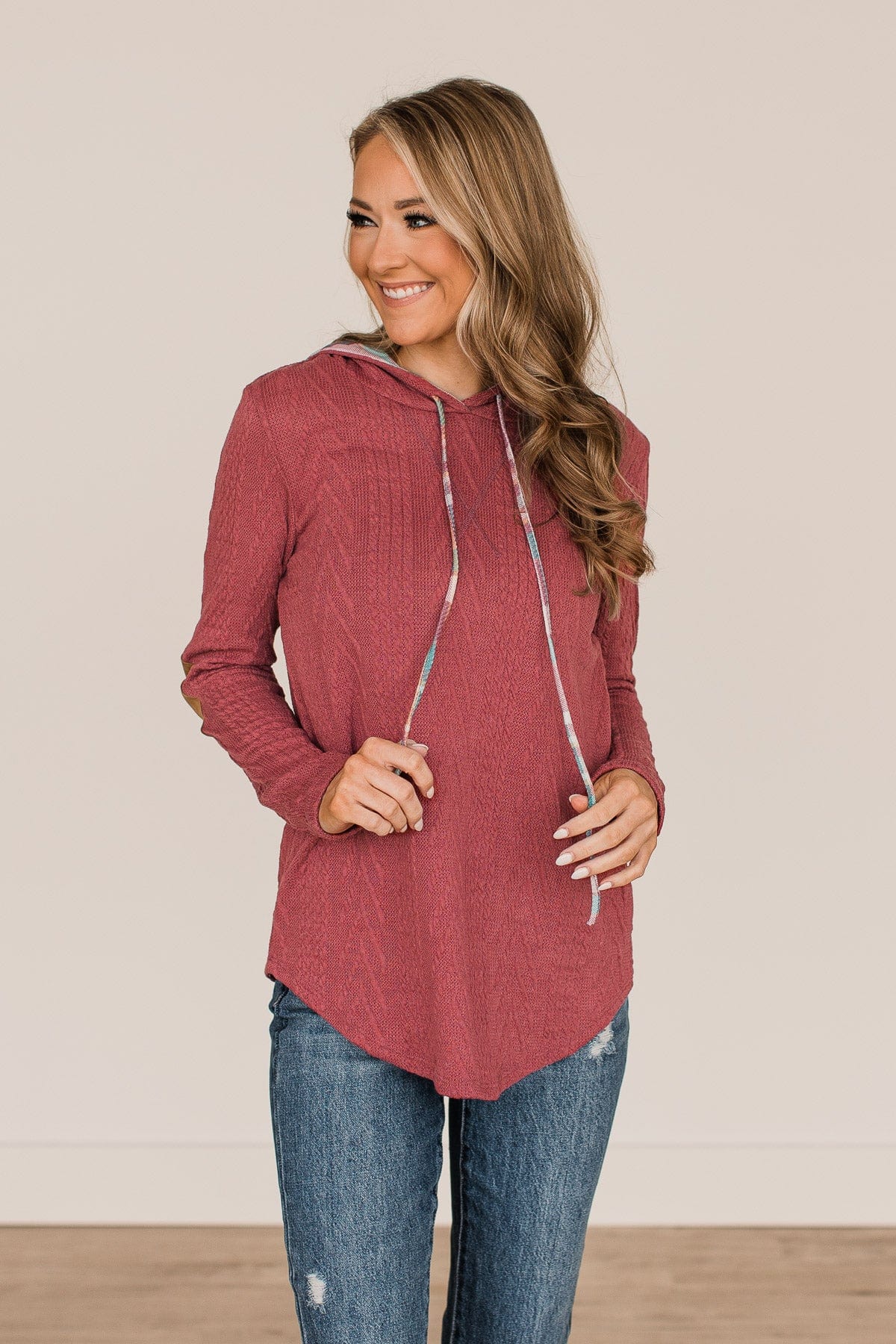 Can't Resist Hooded Knit Top- Berry