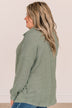 Simply Radiant Cable Knit Button Top- Olive