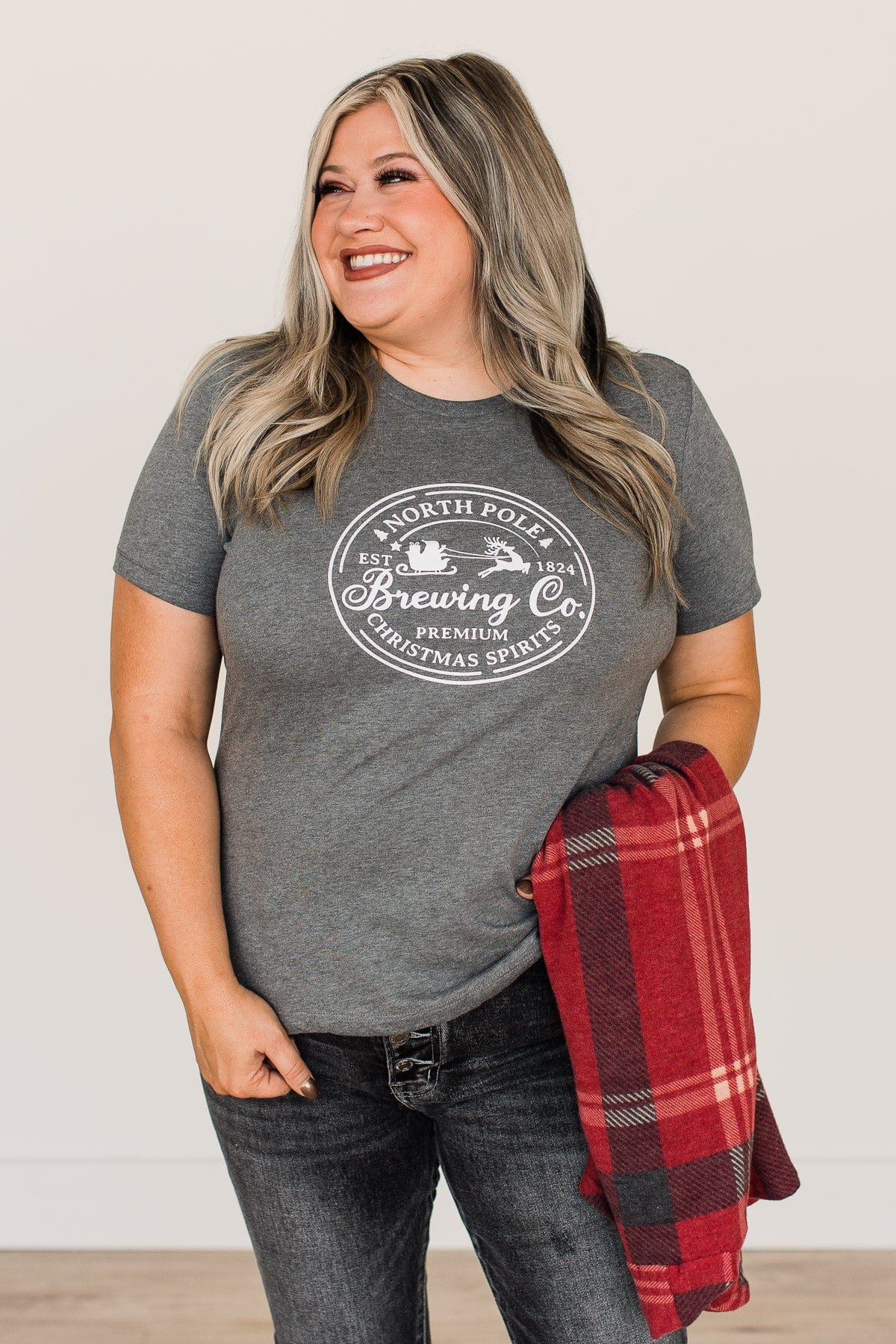 "North Pole Brewing Co" Graphic Tee- Grey