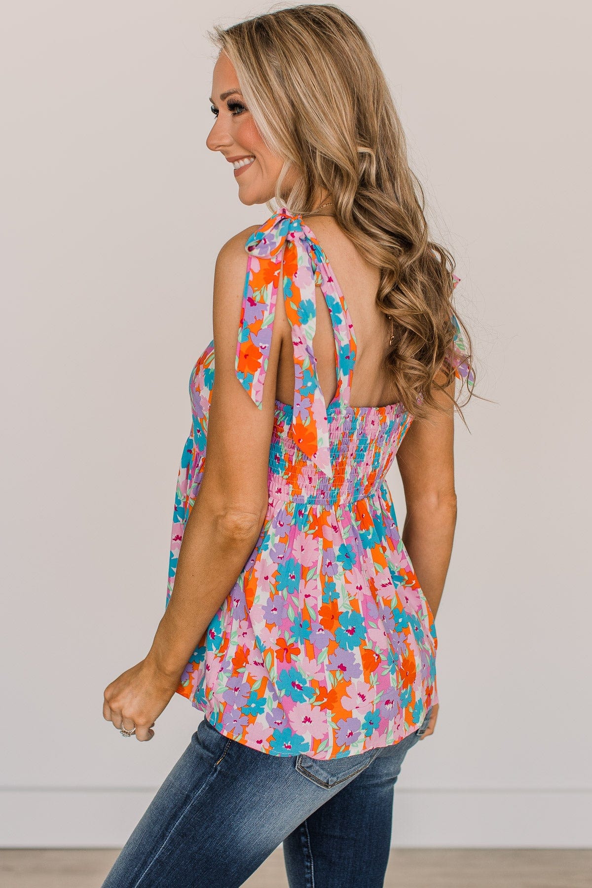 Flatter The Heart Floral Tank Top- Multi-Color