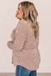 Cause For Applause Knit Button Top- Light Mocha