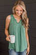 Love Is On My Side V-Neck Tank- Green