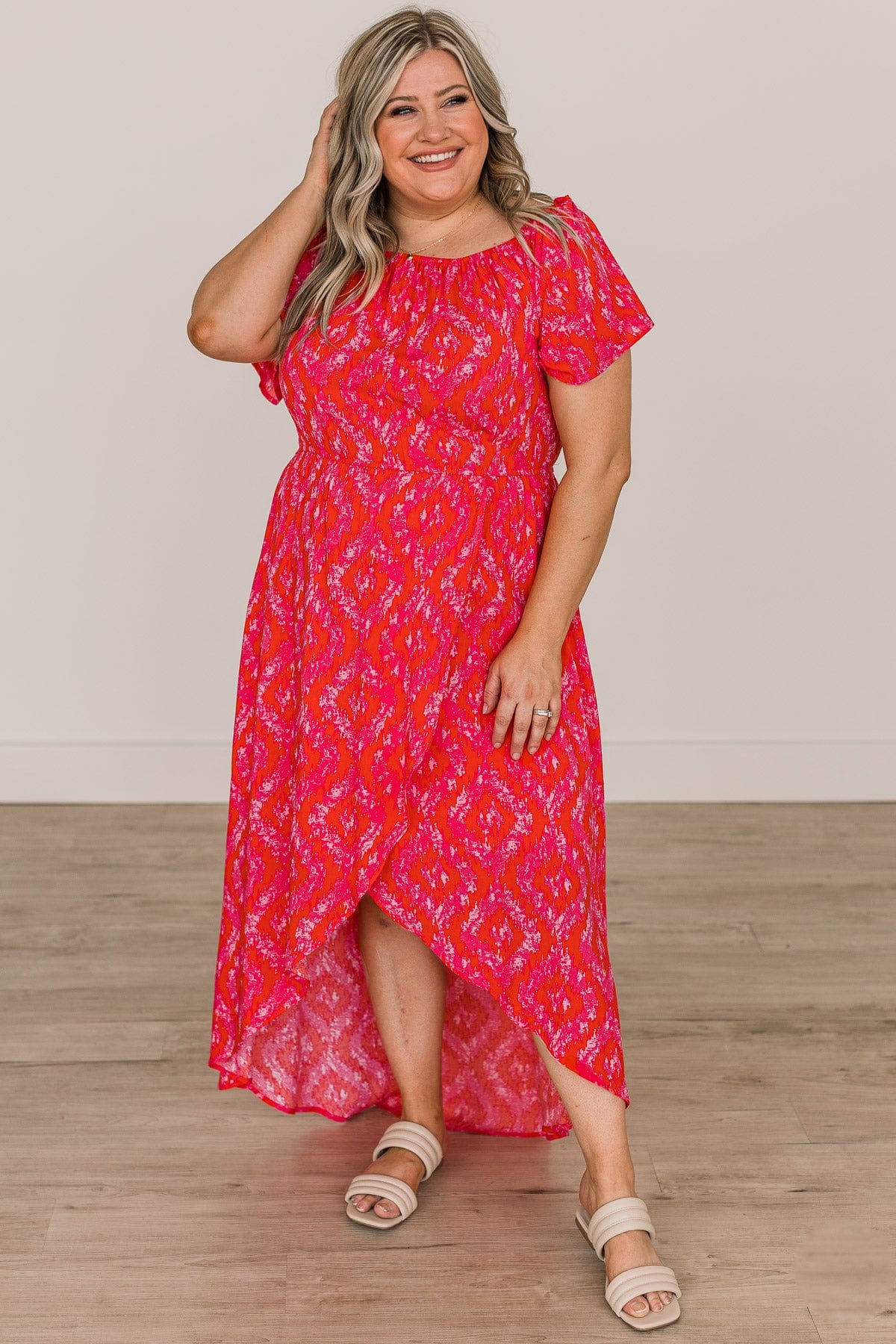 Day In The Sun Hi-Low Maxi Dress- Hot Pink & Red Day In The Sun Hi-Low Maxi Dress- Hot Pink & Red
