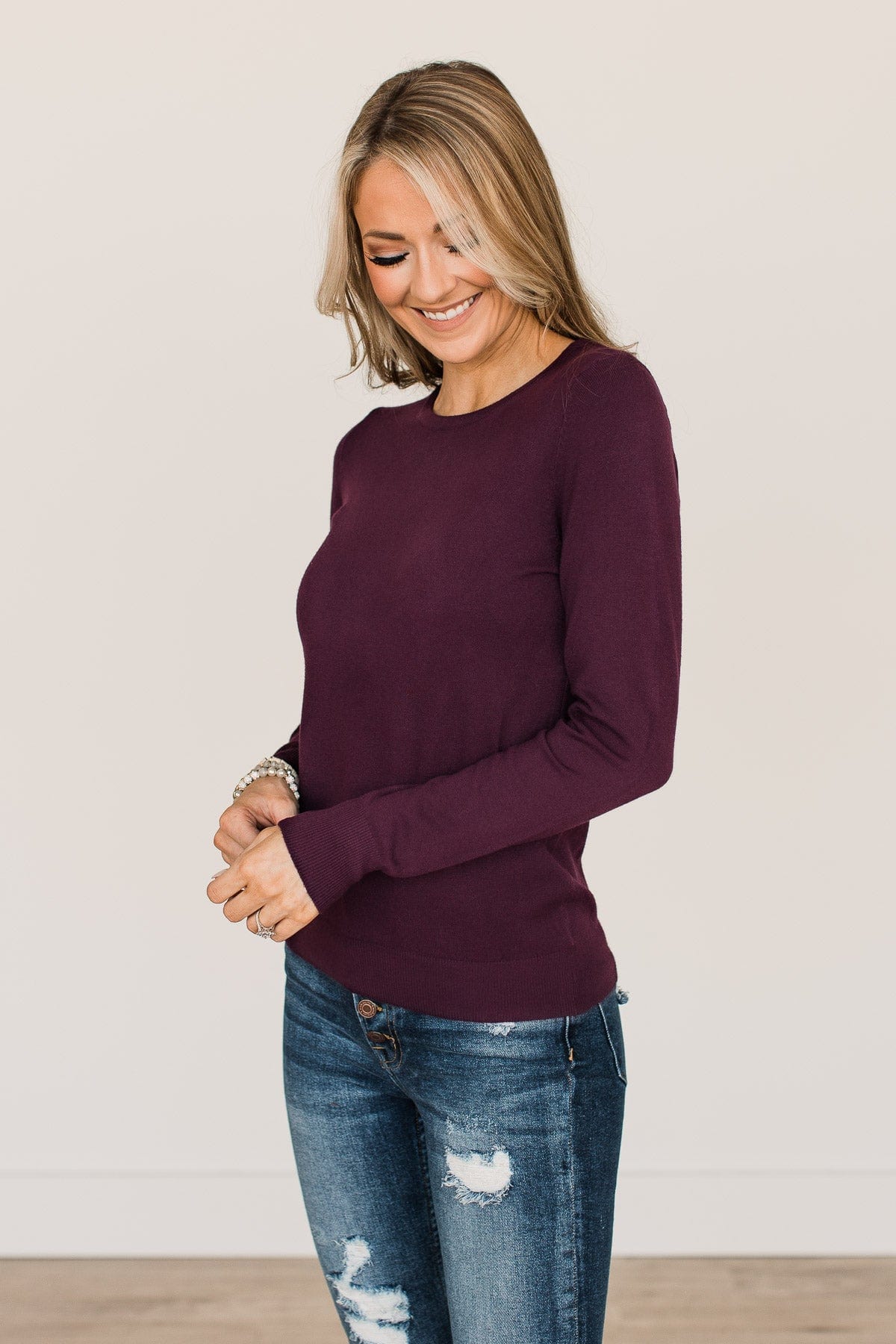 Lost In Your Love Knit Sweater- Eggplant