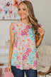 Right Beside You Floral Ruffle Top- Ivory & Pink