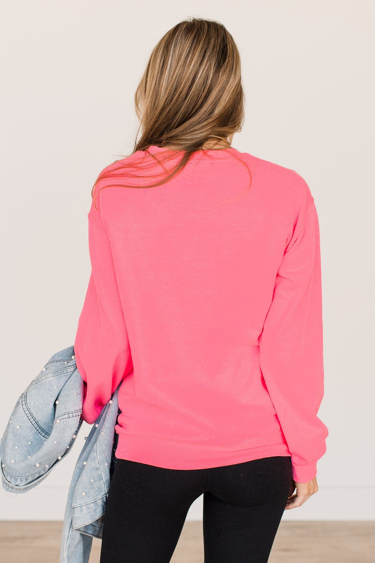 "Farm Fresh Christmas Trees" Graphic Crewneck- Neon Pink