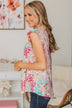 Right Beside You Floral Ruffle Top- Ivory & Pink