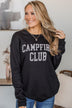 "Campfire Club" Graphic Crew Neck Pullover- Black