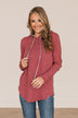 Can't Resist Hooded Knit Top- Berry