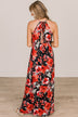Keep On Dancing Floral Maxi Dress- Black & Red