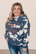 "More Spice Than Pumpkin" Bleached Crew Neck- Navy
