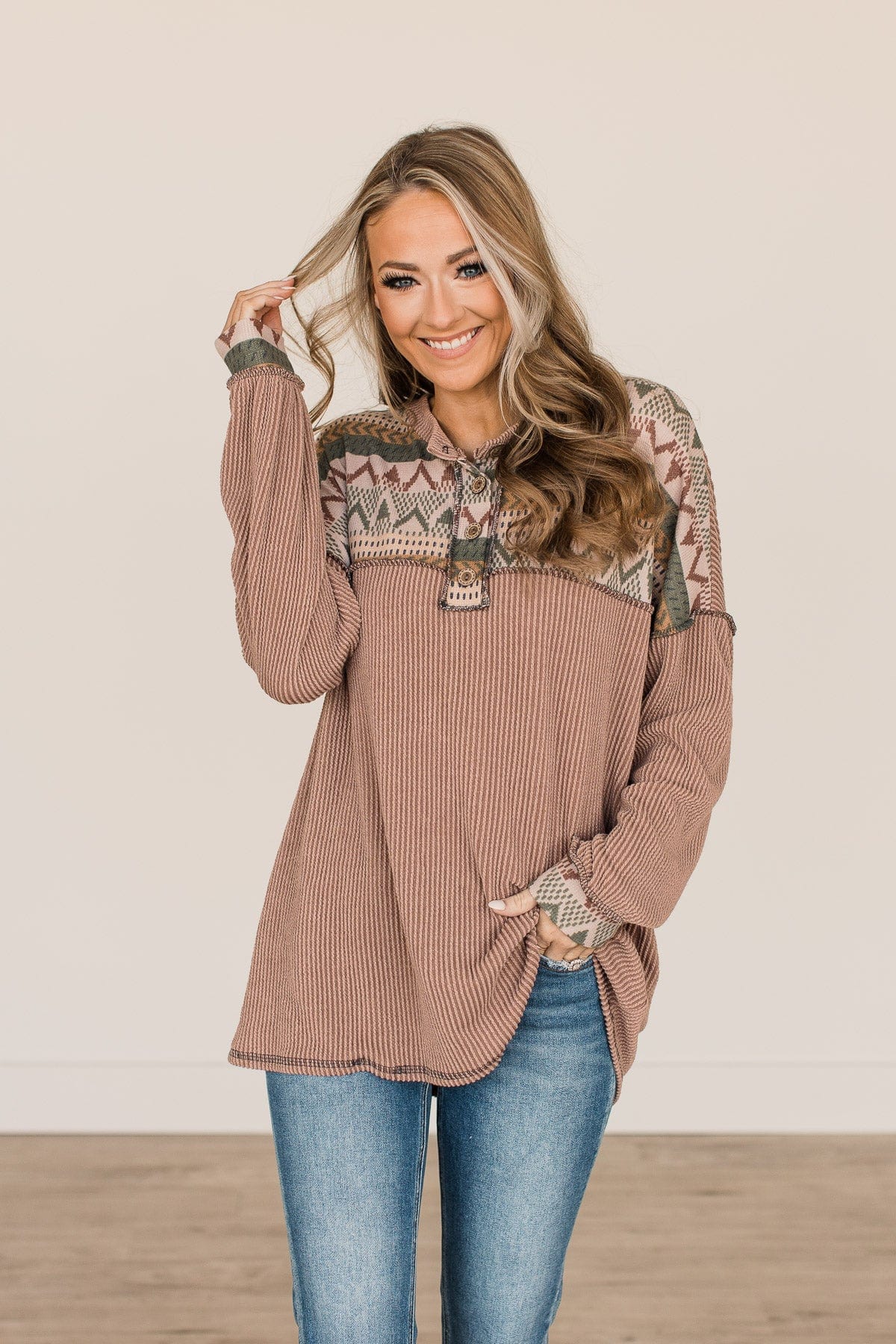 Thinking Out Loud Knit Top- Camel