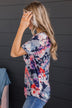 Here For Fun Floral Top- Navy & Pink