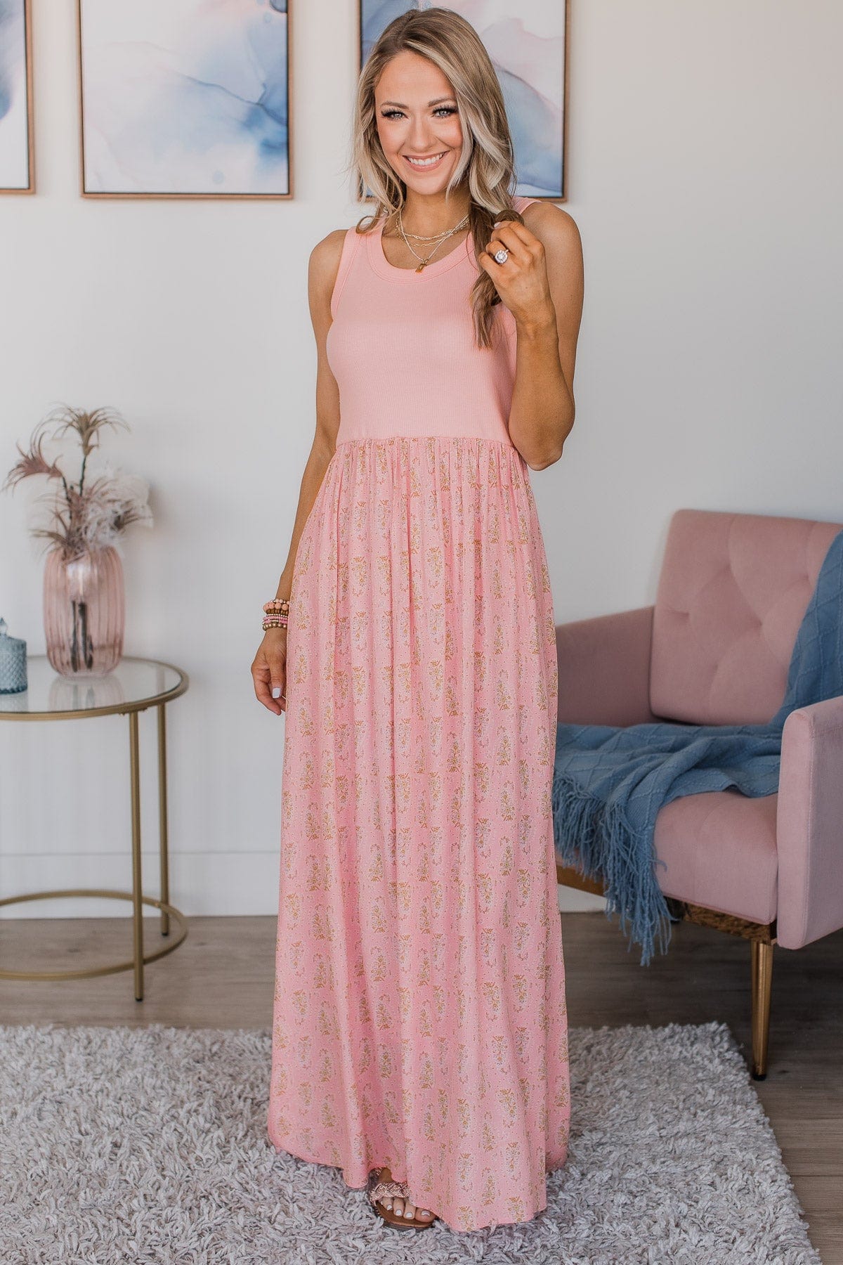 Best Days Ahead Floral Maxi Dress- Pink Best Days Ahead Floral Maxi Dress- Pink