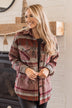 Heading Out Knit Button Jacket- Charcoal & Burgundy